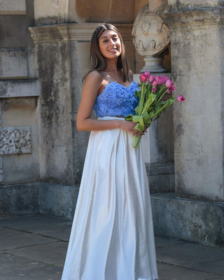 Petal Cami Crop Top in Blue